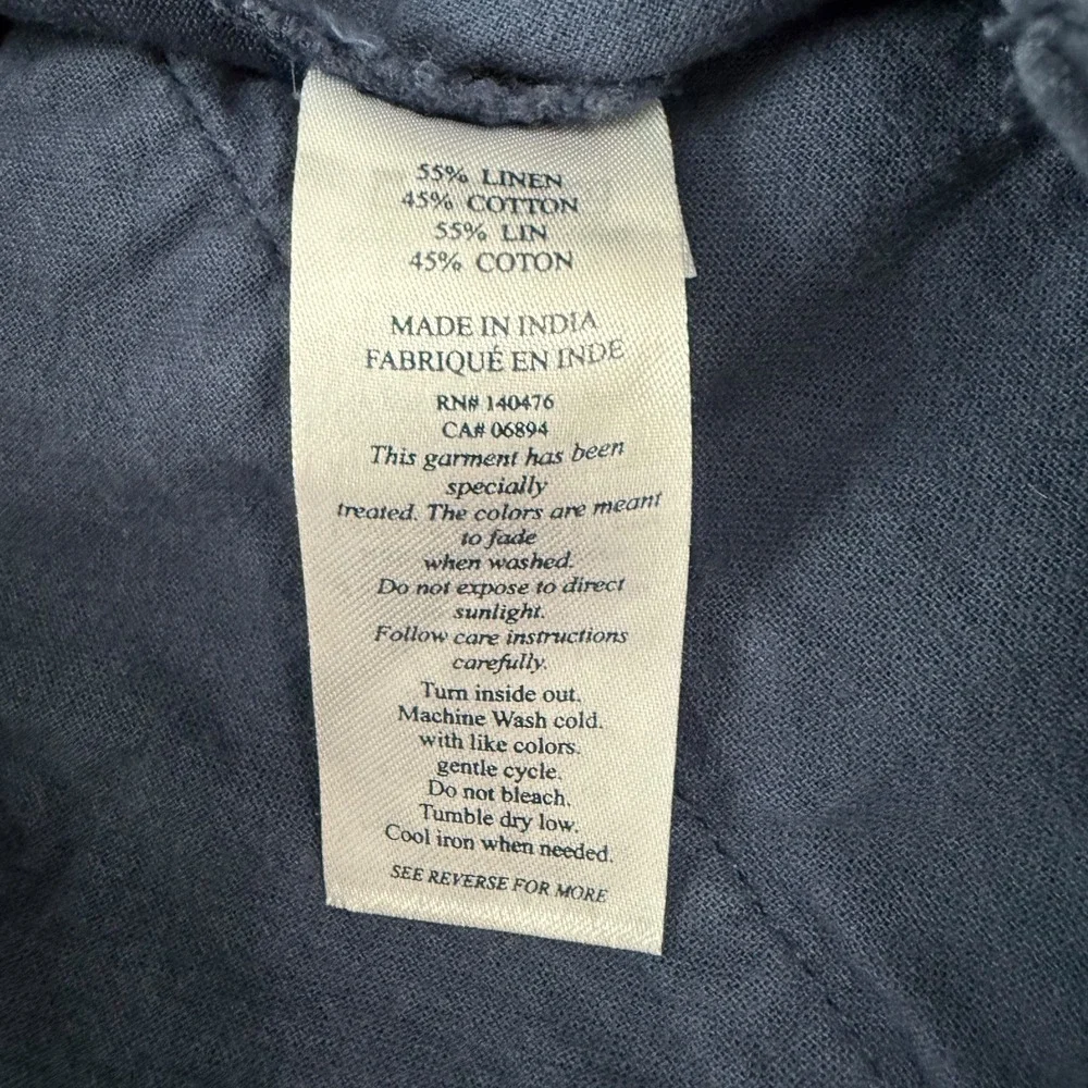 Faherty‎ Men's Shorts Blue Linen Chino Flat Front Size 35 Coastal Nautical Beach